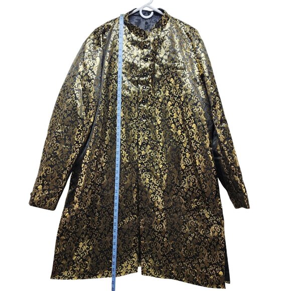 Vintage-Style Womens Brocade Long Coat Size XXL Gold & Black - Picture 7 of 11